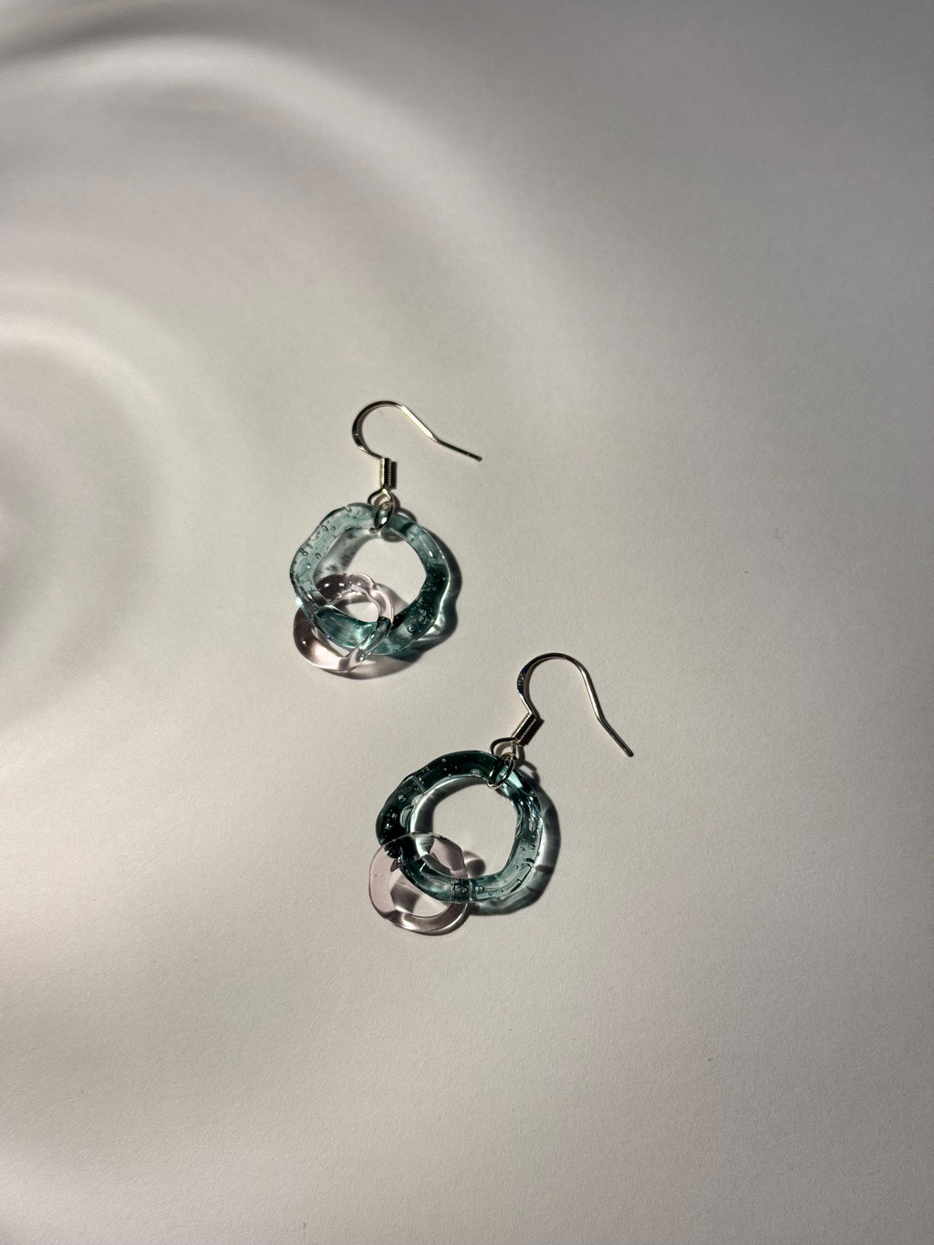 Handcrafted pink and turquoise chainlink Borosilicate Glass Earrings