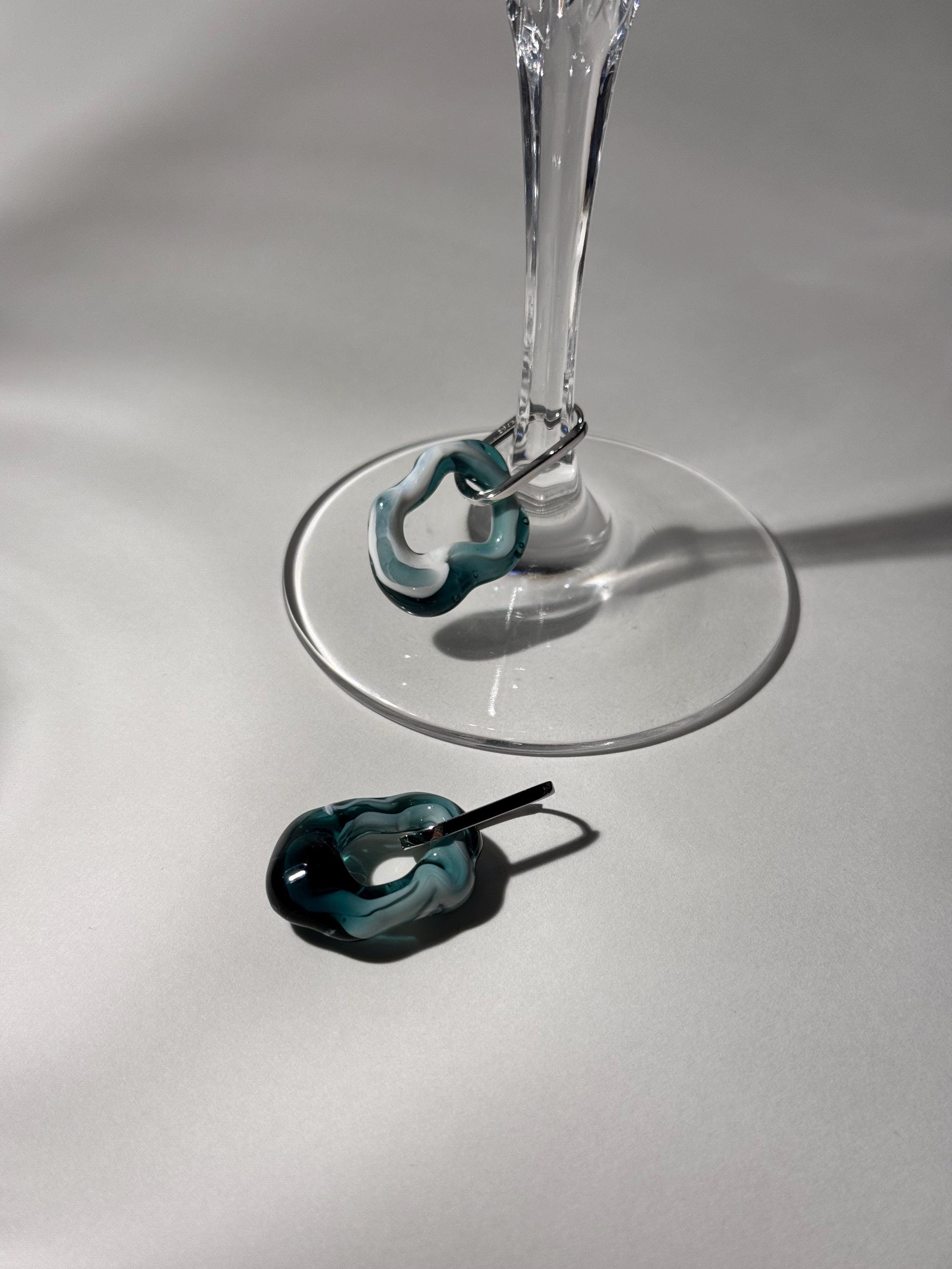 Handmade Turquoise Swirl Glass Earrings