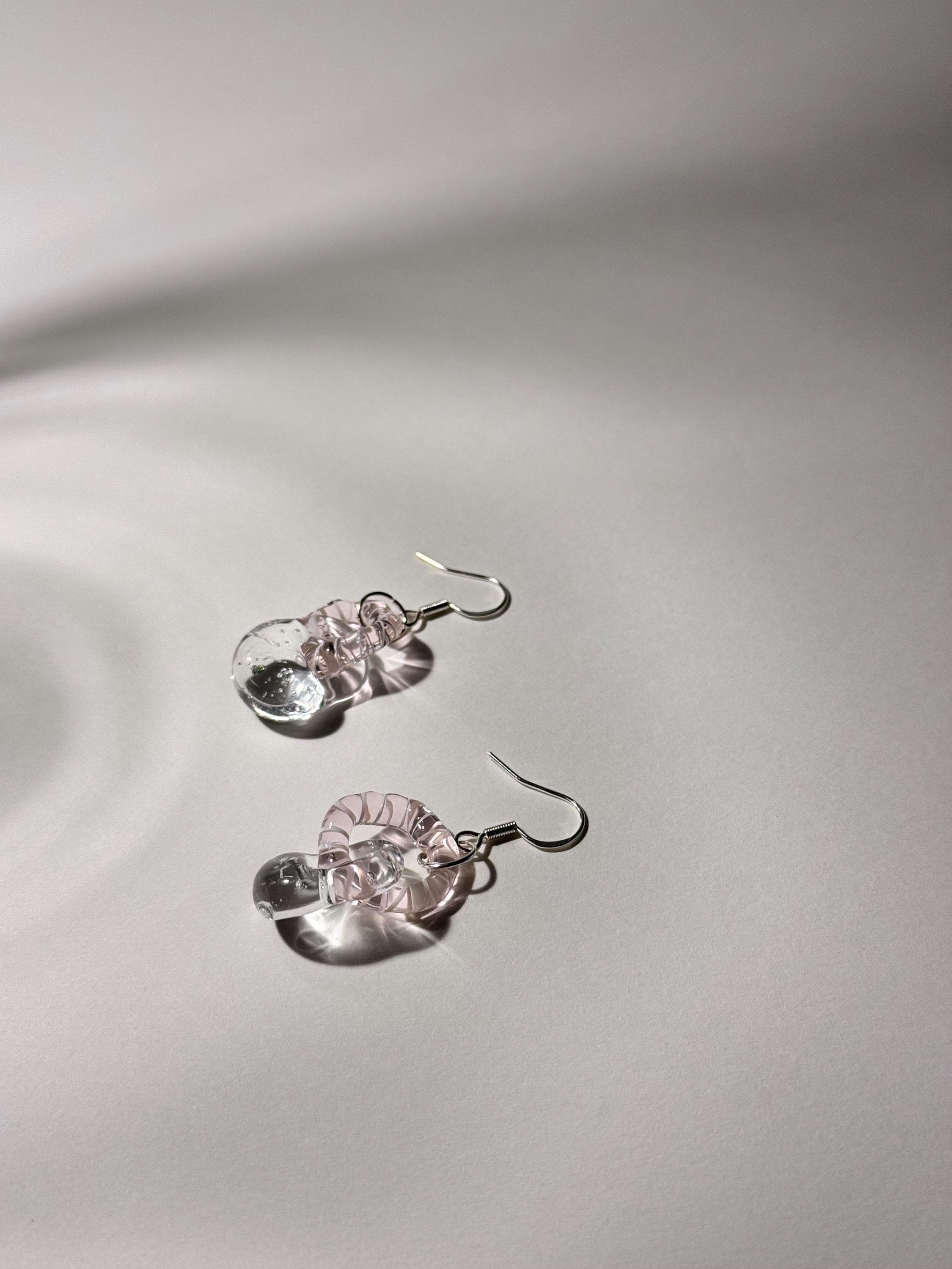 Pink Swirl with Opal Drop Handcrafted Borosilicate Earrings: