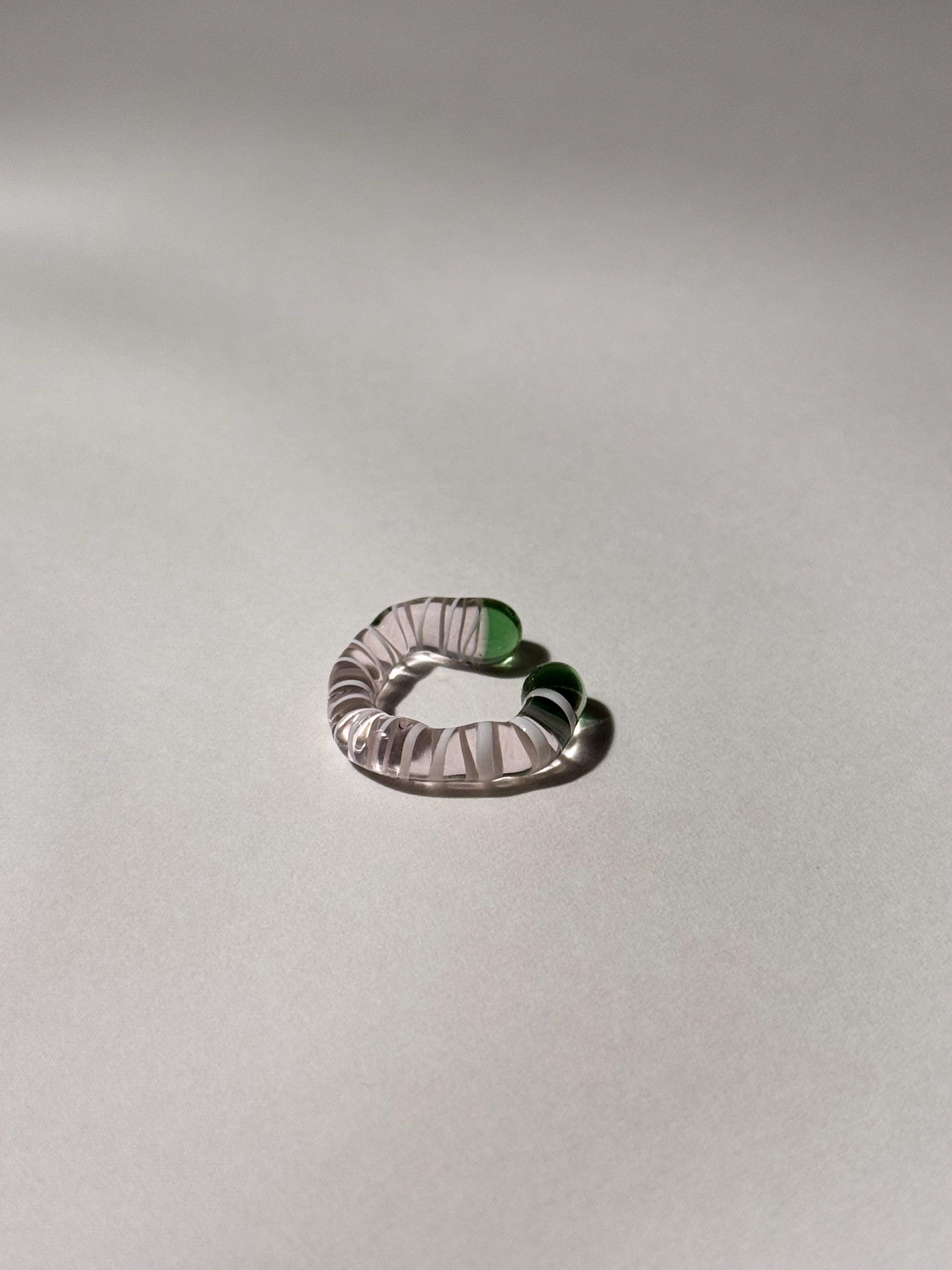 Pink, green and white Glass swirl Earcuff