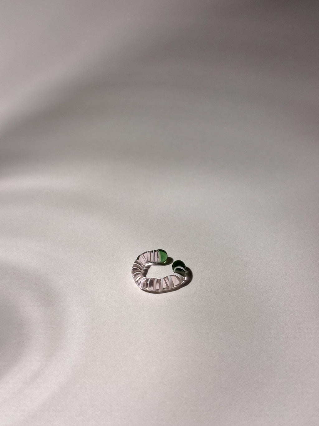 Pink, green and white Glass swirl Earcuff
