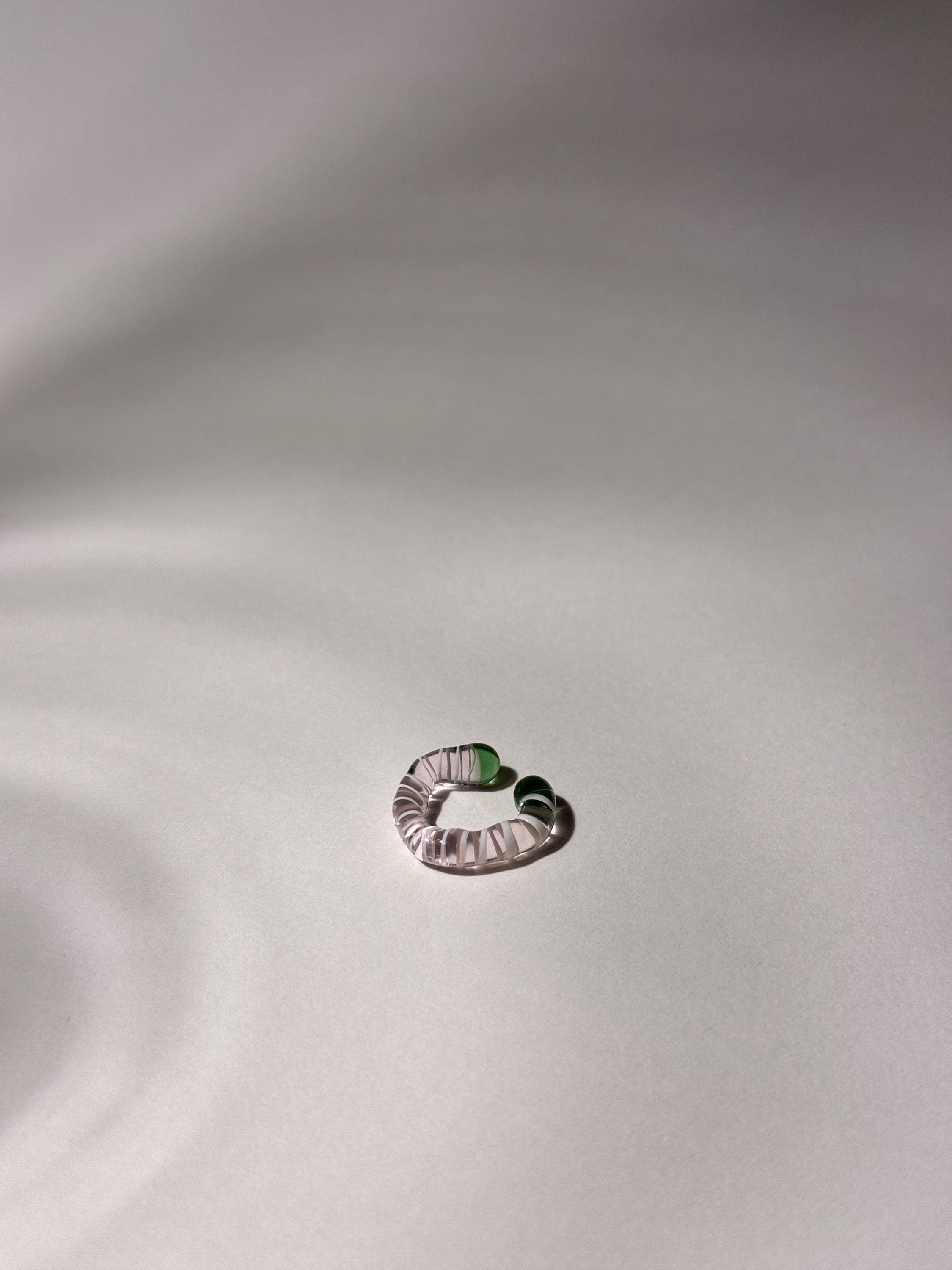 Pink, green and white Glass swirl Earcuff