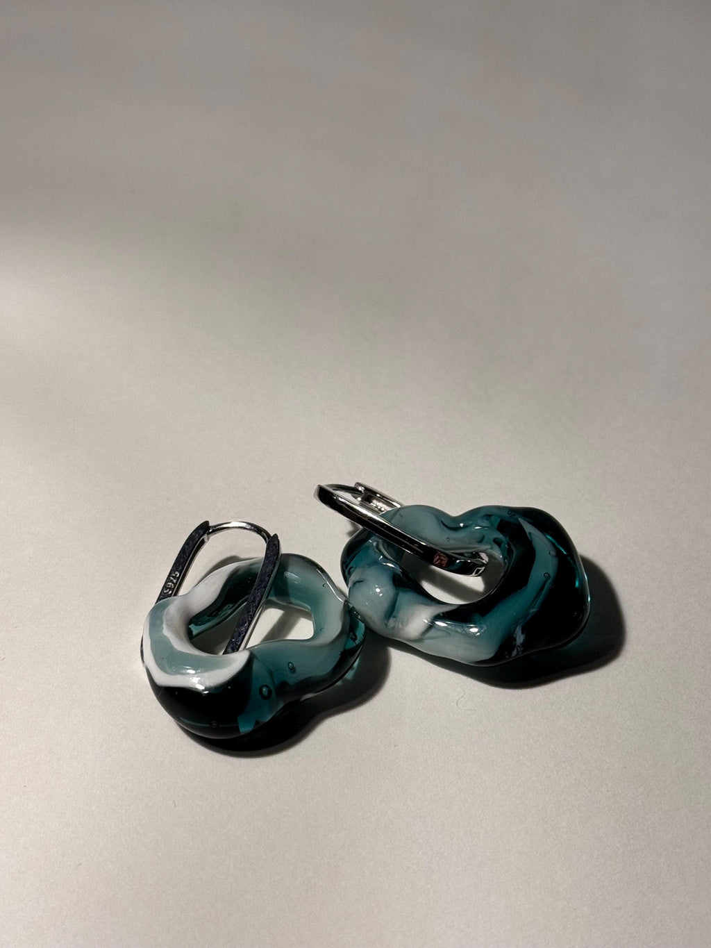Handmade Turquoise Swirl Glass Earrings