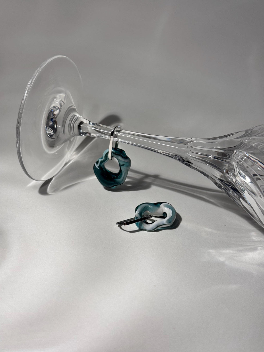 Handmade Turquoise Swirl Glass Earrings
