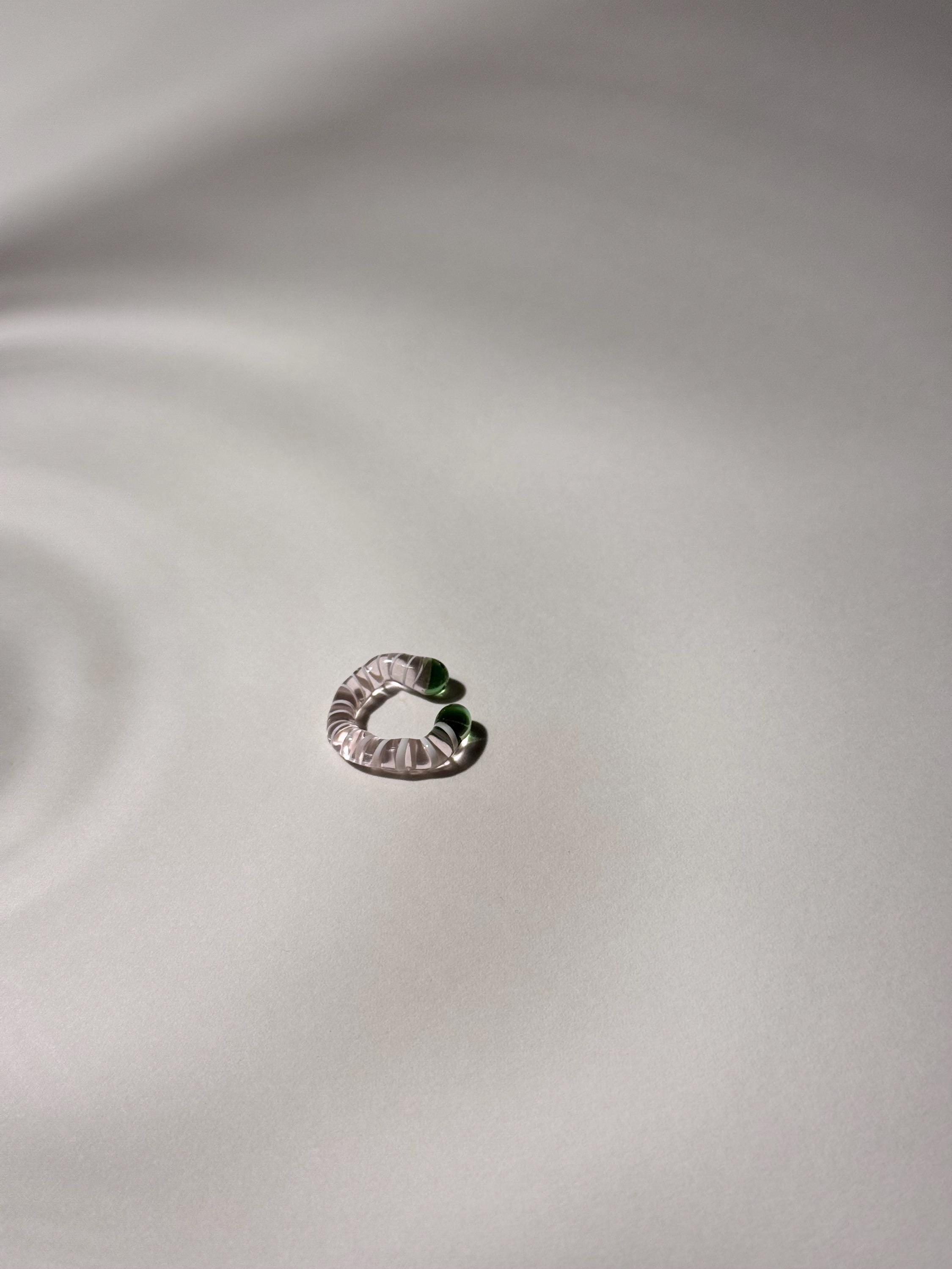 Pink, green and white Glass swirl Earcuff