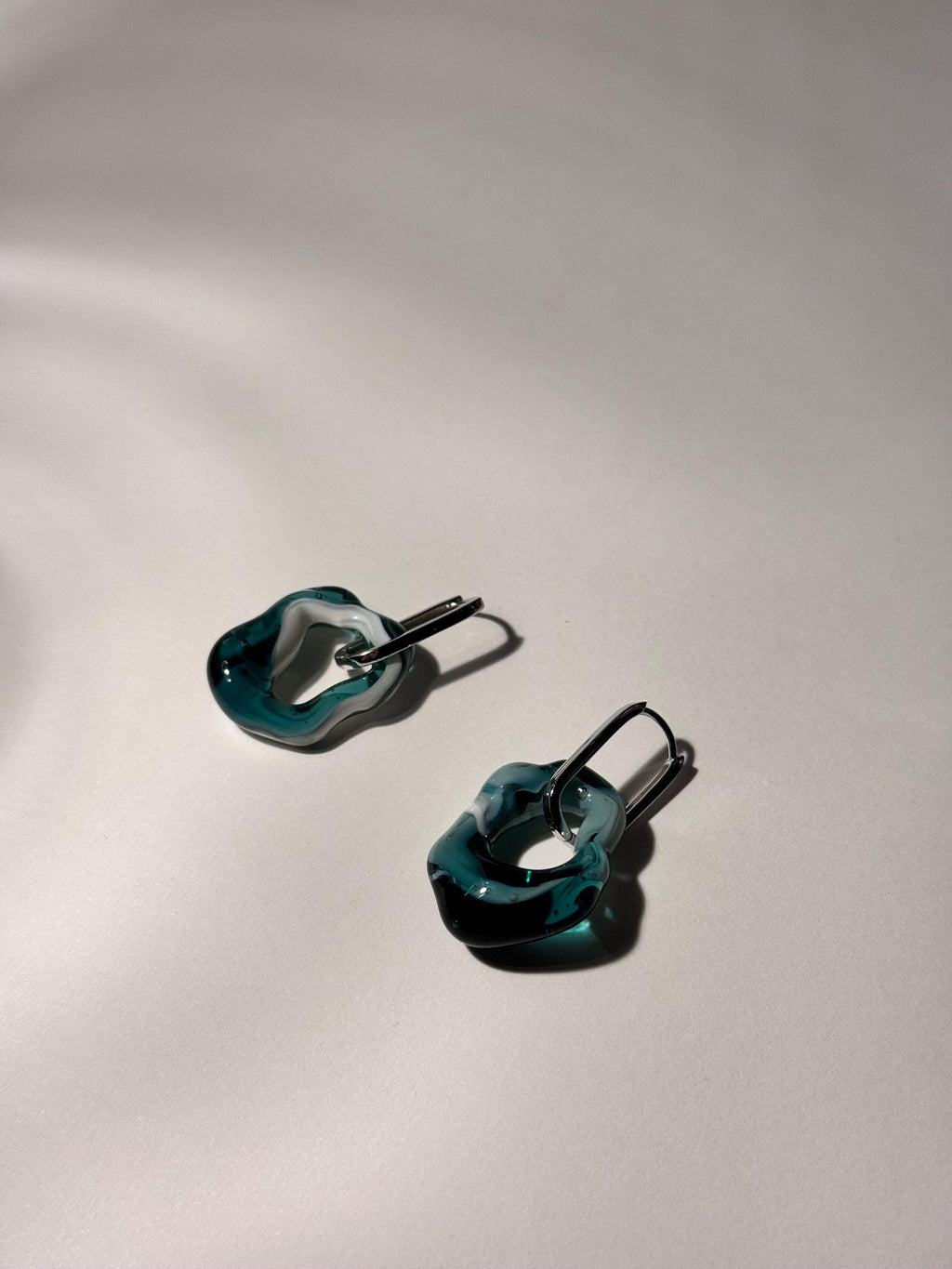 Handmade Turquoise Swirl Glass Earrings