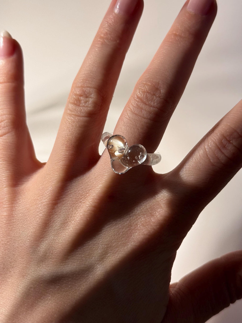 Clear Heart Handmade Glass Ring