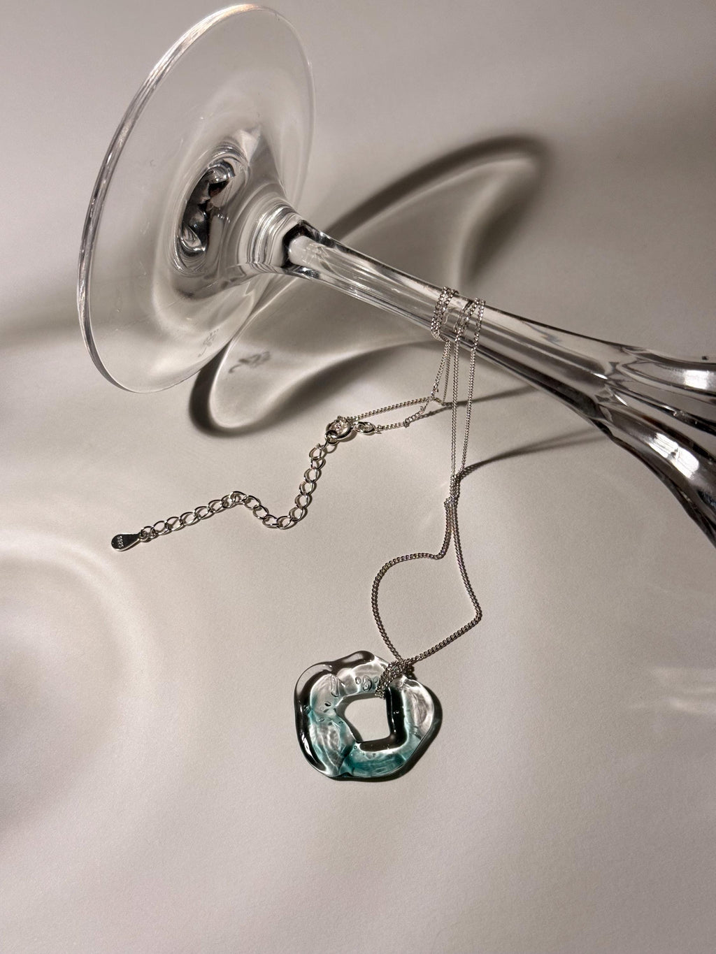 Minimalist Handmade Luxurious Turquoise Glass Necklace - Delicate delights collection
