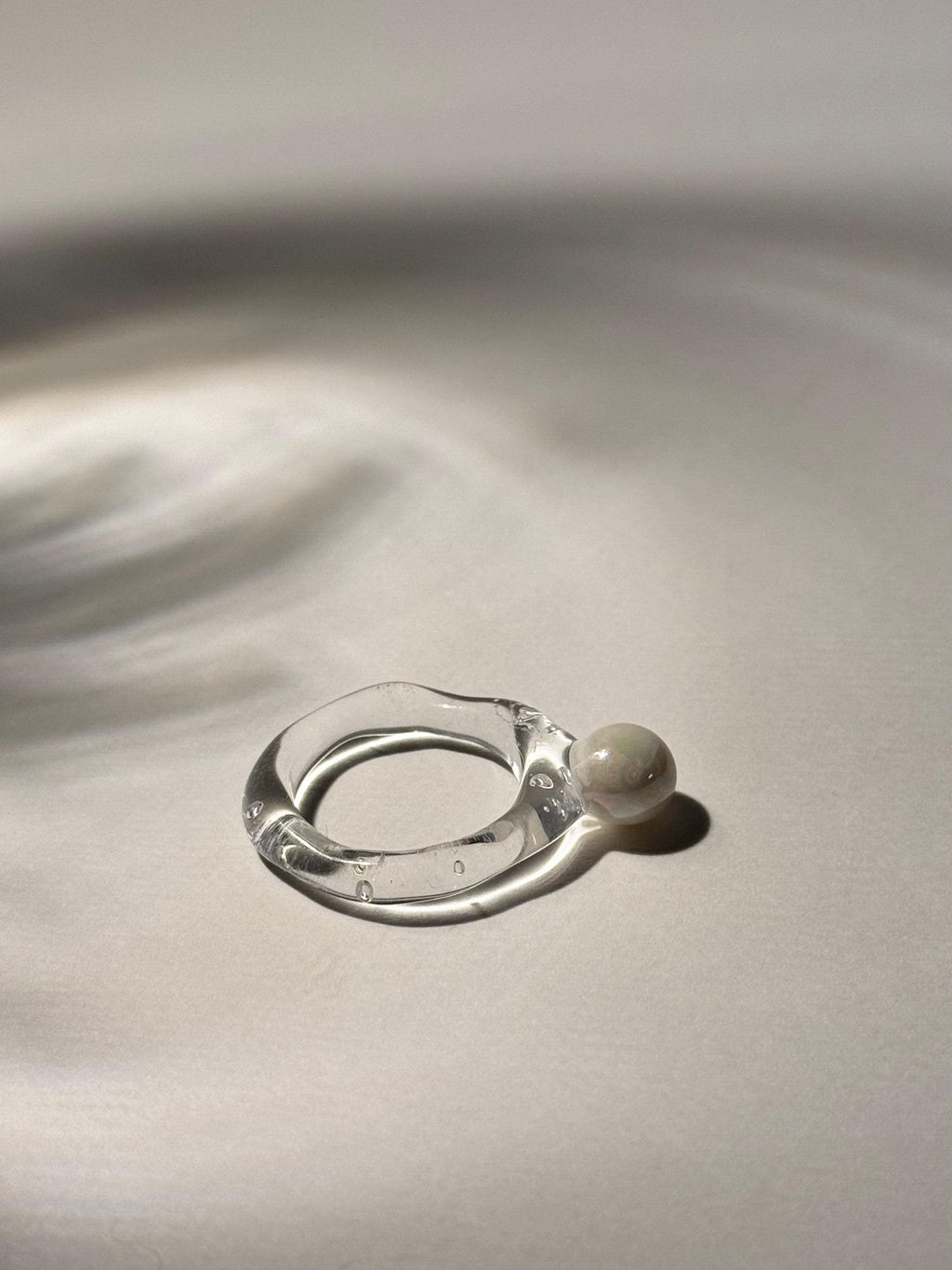 Handmade Pearly White Glass Ring
