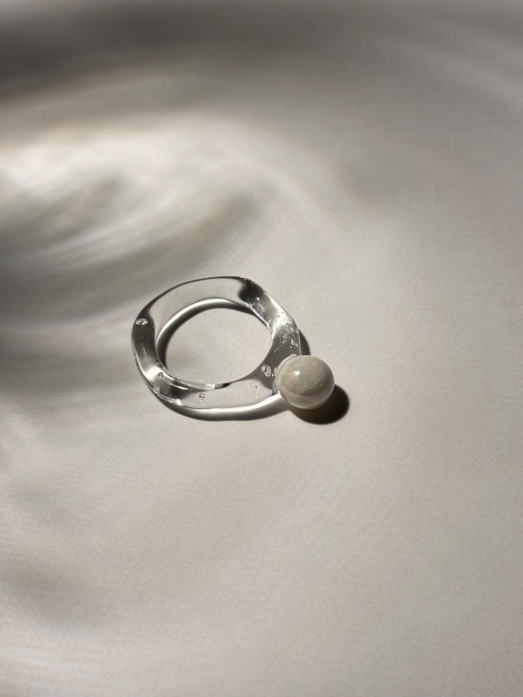 Handmade Pearly White Glass Ring