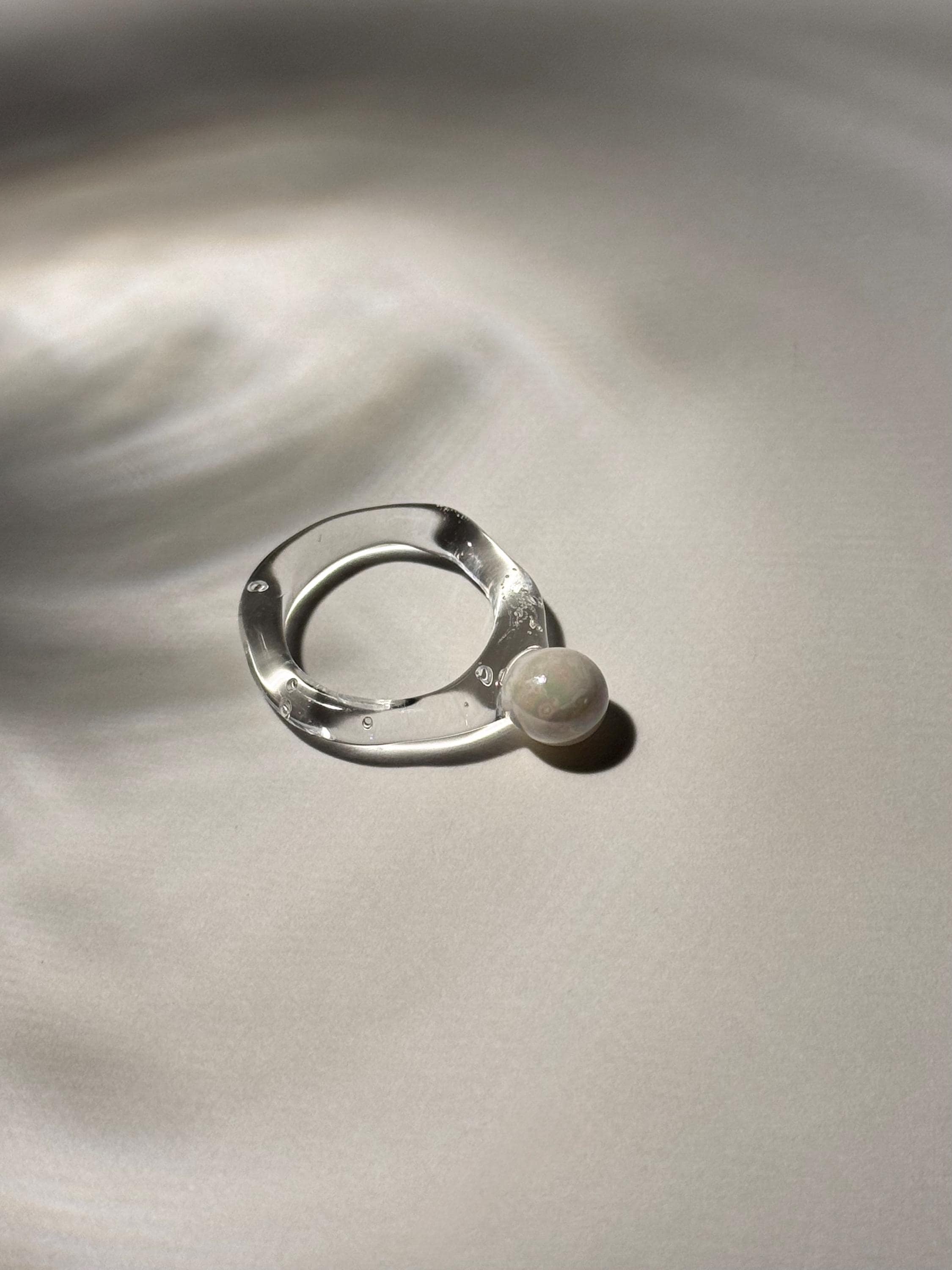 Handmade Pearly White Glass Ring