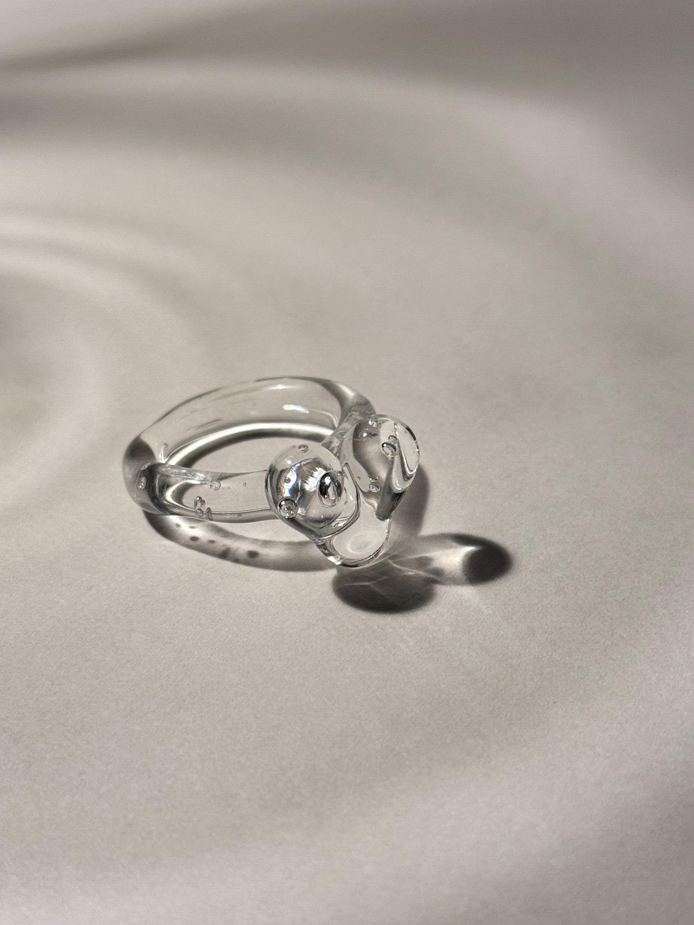 Clear Heart Handmade Glass Ring