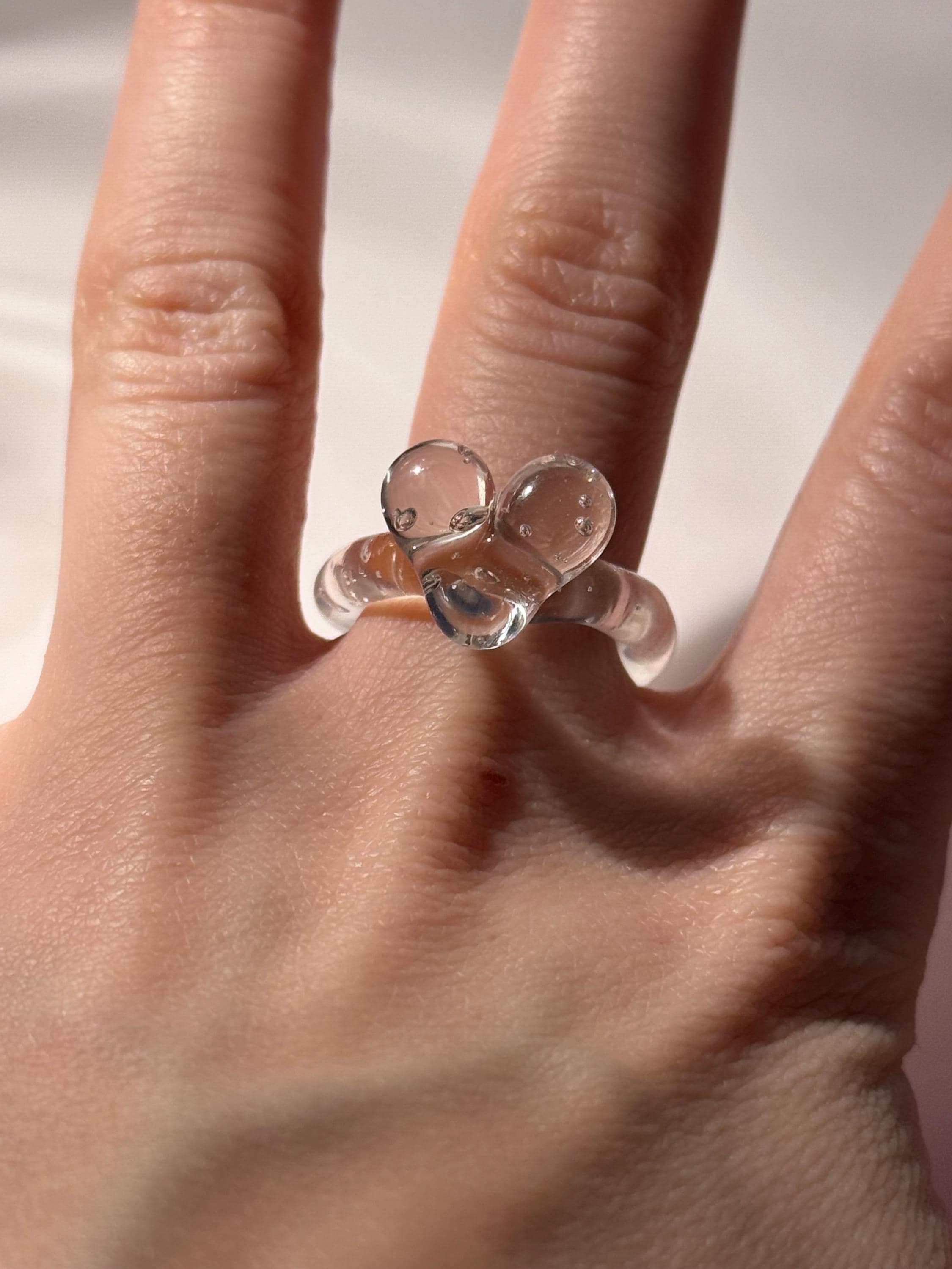 Clear Heart Handmade Glass Ring