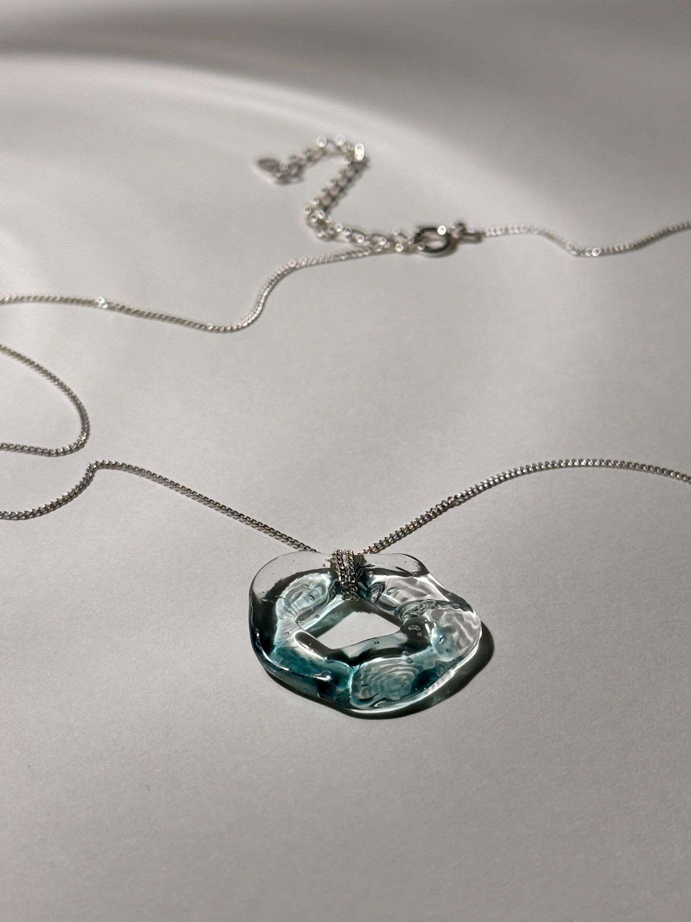 Minimalist Handmade Luxurious Turquoise Glass Necklace - Delicate delights collection