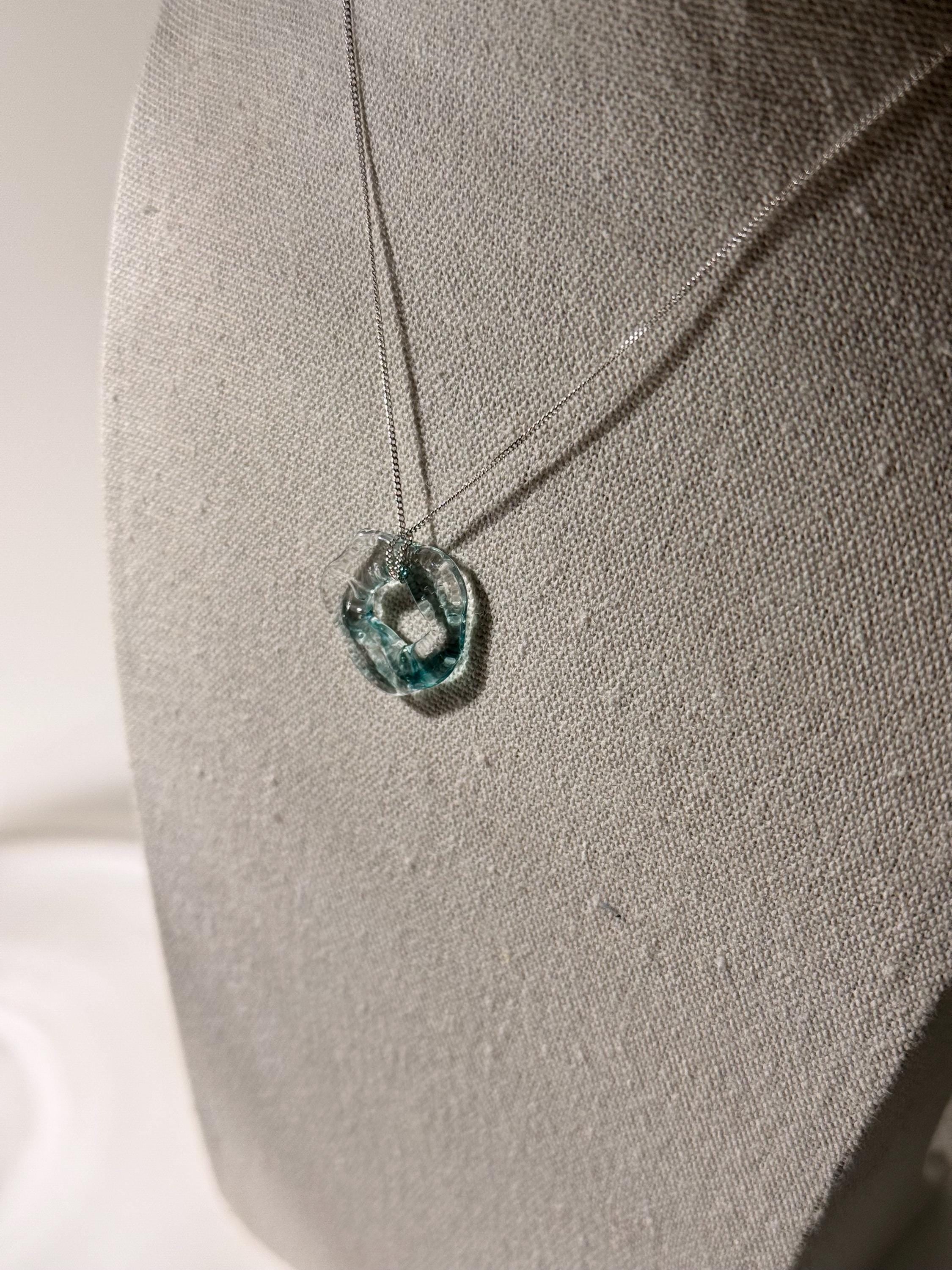 Minimalist Handmade Luxurious Turquoise Glass Necklace - Delicate delights collection