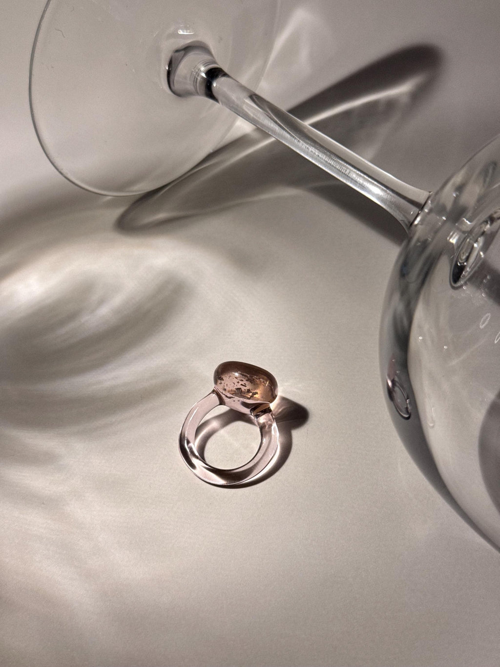 Handmade Pink Opal Flake Borosilicate Glass Ring